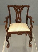 (image for) Walnut Arm Chair with Cream Cushion