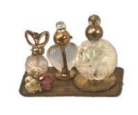 (image for) Gold Rectangular Vanity Tray with 3 Perfumes