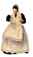 (image for) Vintage Wooden Bead Head Maid Holding Infant