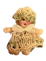 Baby Doll in green and white crochet dress (image for) Baby Doll in green and white crochet dress
