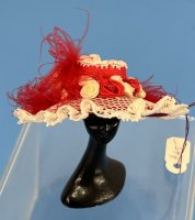 (image for) Red Silk Hat with Lace Overlay