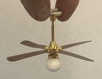 (image for) White Globe and Brass Ceiling Fan