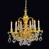 (image for) 6-Arm Brass/Crystal Chandelier