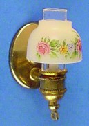 Brass Wall Sconce w White Floral Shade