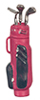 Red Golf Bag With 3 Clubs - Click Image to Close