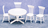 (image for) Kitchen Table with 4 Chairs, White, 5pc