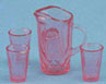 (image for) Pitcher W/4 Glasses, Pink