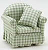 (image for) Chair with Pillow, Green/White Checked