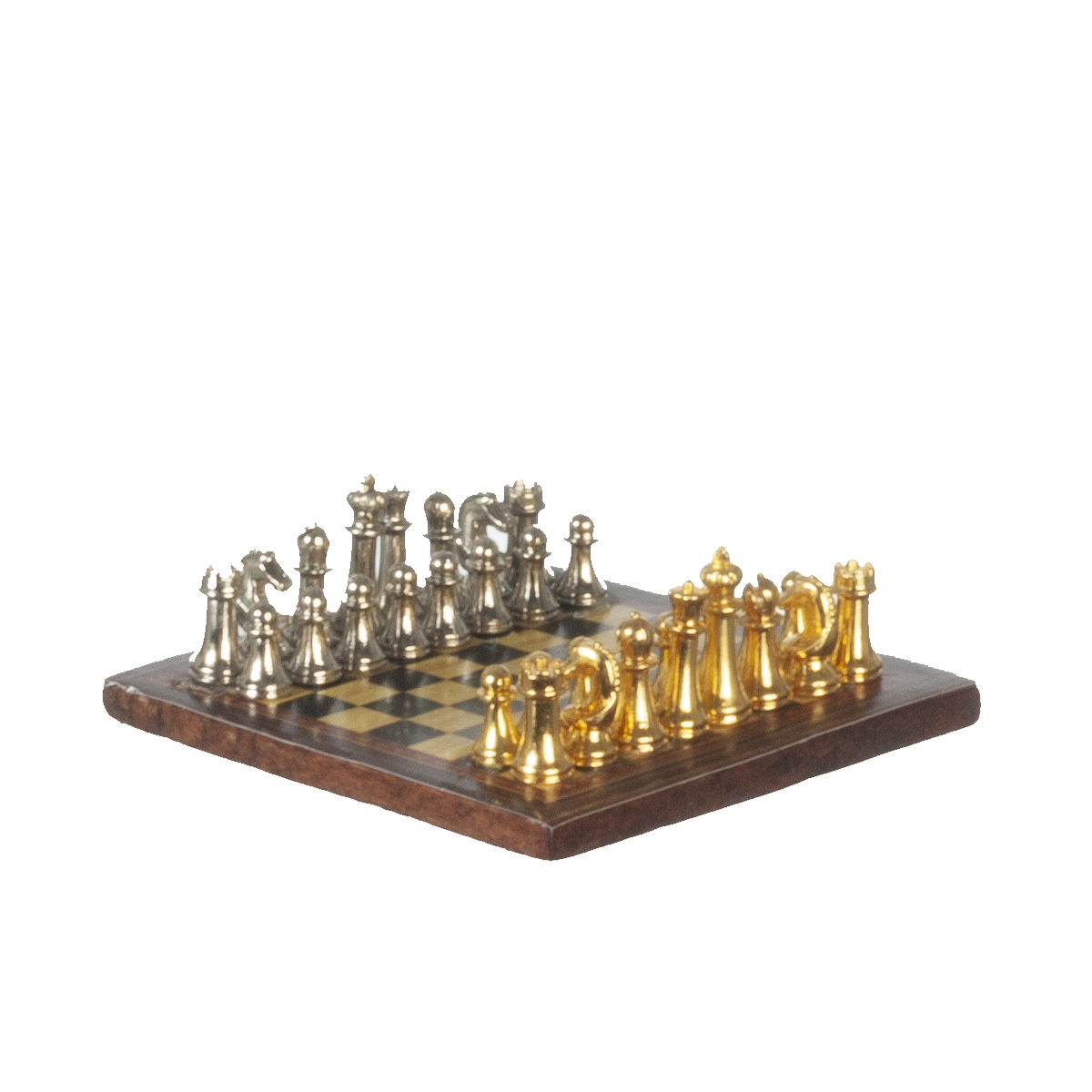 Metal Chess Set Wooden Board