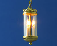 (image for) Two-Light Brass Enclosed Hanging Fixture