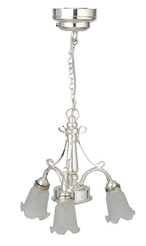 (image for) LED Silver 3-Arm Down Tulip Chandelier - Click Image to Close