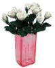 (image for) White Roses in Square Pink Vase