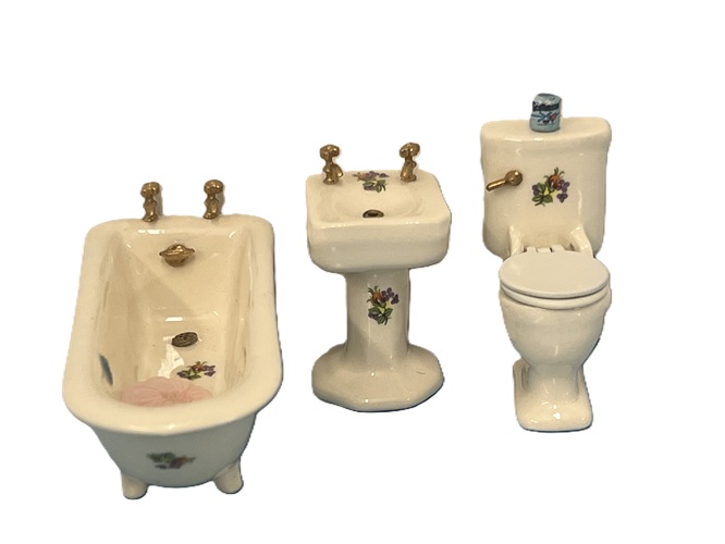 (image for) 1/24th Three Piece Bathroom Set with Pink Towels/Toilet Paper - Click Image to Close