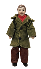 Porcelain Male Doll in Green Velvet Coat And Brown Pants (image for) Porcelain Male Doll in Green Velvet Coat And Brown Pants