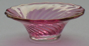 (image for) Cranberry Glass Ribbed Swirl Dish