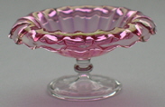 (image for) Cranberry Glass Ribbed Turnover Bowl