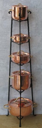 Wrought Iron Standing Pot Rack with 5 pots