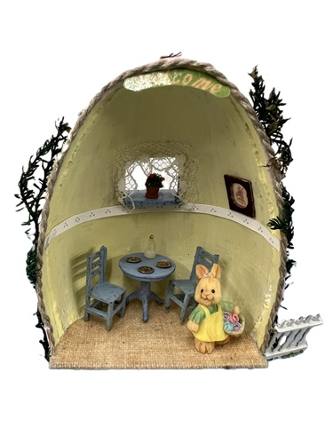 (image for) Half Easter Egg with Rabbit Holding Basket - Click Image to Close