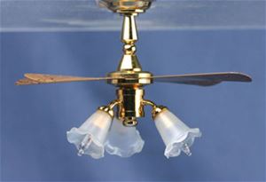 (image for) Ceiling Fan with 3 Tulip Lights in Brass - Click Image to Close