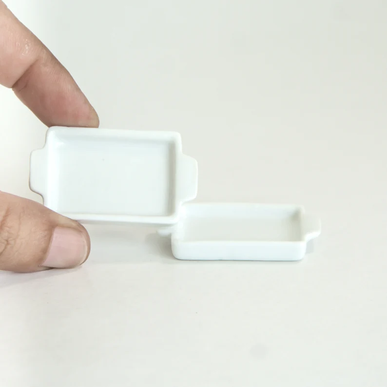 2 Miniature food tray Tiny Ceramic