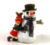 (image for) Blue Scarf Snowman with Little Girl in Red