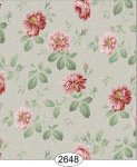 (image for) Wallpaper Rose Hill Floral Red on Dusty Green